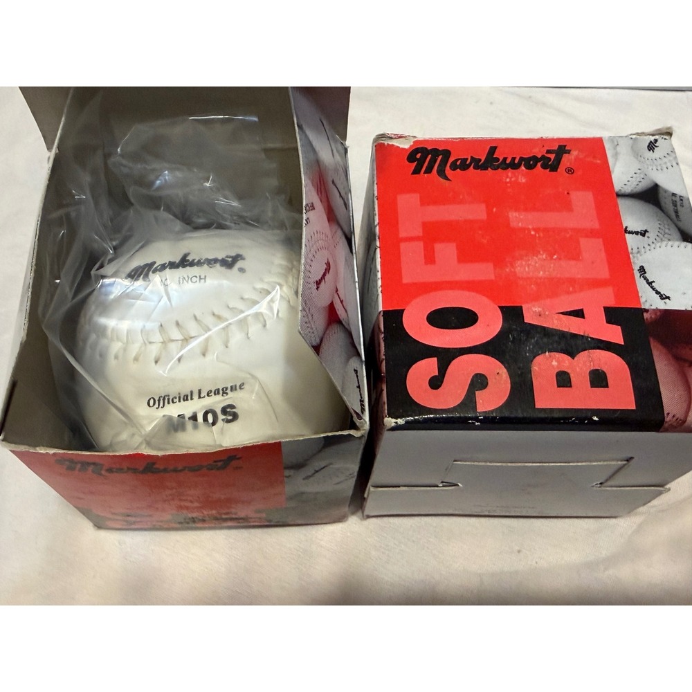 Markwort M10S Official League 10 Inch Softballs White Leather Pair New In Box